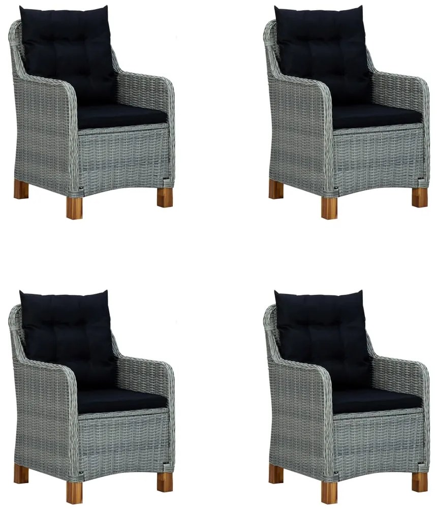 5 pcs conjunto de jantar para jardim cinzento-claro