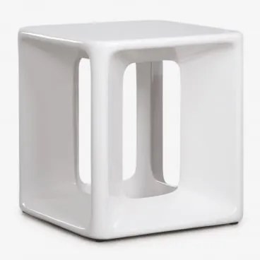 Mesa Auxiliar Para Jardim Quadrada 40x40 Cm Em Cimento E Fibra De Vidro Lilou Branco - Sklum