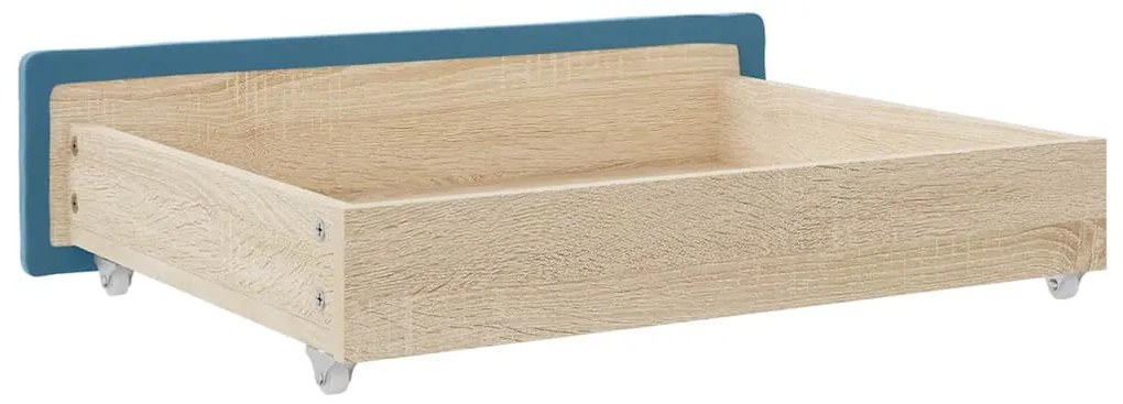 Gavetas de cama 2 pcs derivados de madeira e veludo azul