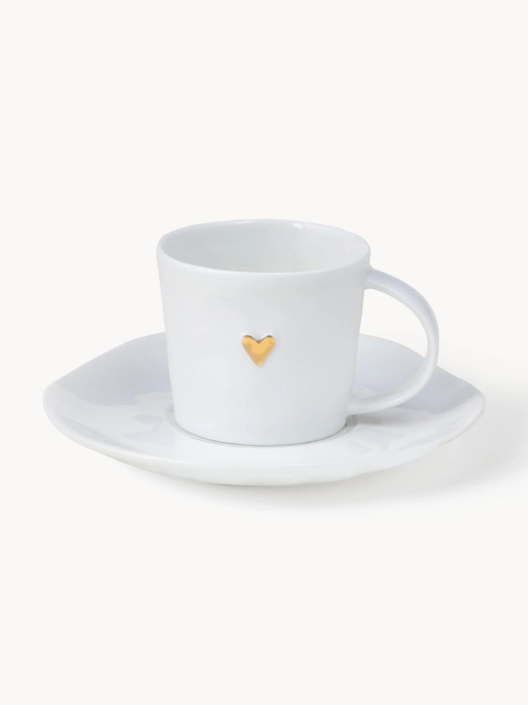 Chávena de café expresso com pires em porcelana Heart