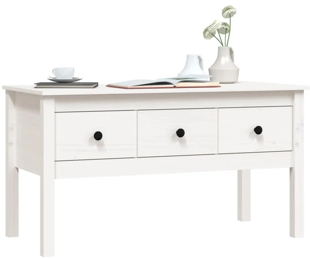 Mesa de centro 102x49x55 cm pinho maciço branco