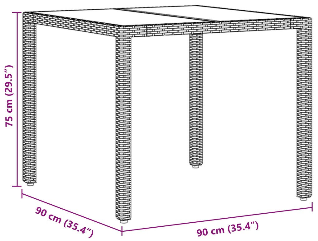 Conjunto de Jantar de Jardim 3 Peças com Almofadas Castanho Polyrattan