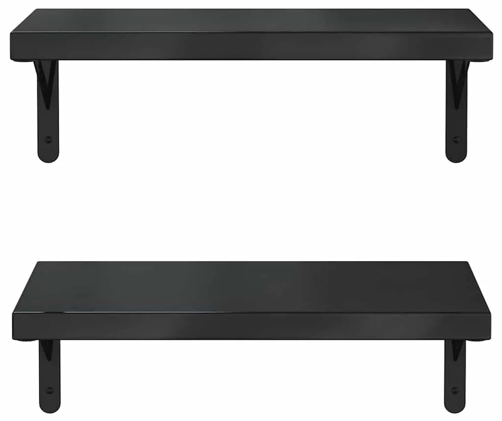 Prateleiras de parede 2 pcs 50x23,5 cm aço inoxidável prateado