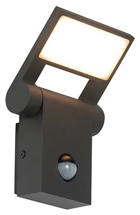 Candeeiro de parede exterior antracite com LED IP54 e sensor de movimento - Zane