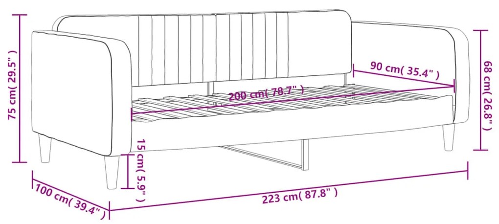 Sofá-cama 90x200 cm veludo amarelo