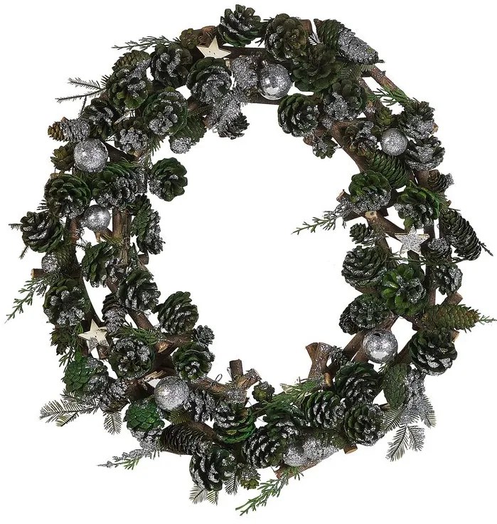 Grinalda decorativa verde e prateada ⌀ 50 cm FILPUS Beliani