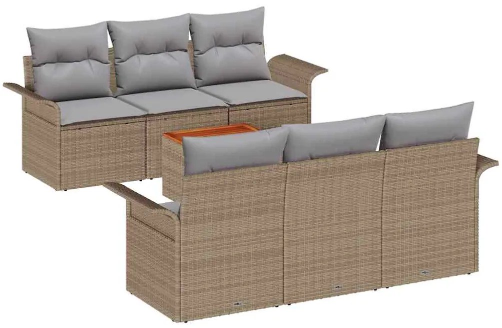 Conjunto de Sofás de Jardim em Rattan Sintético Bege com Almofadas de