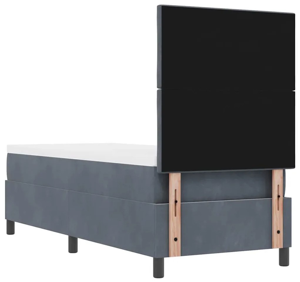 Cama Box com Colchão vidaXL Cinza Escuro 80x200 cm Veludo