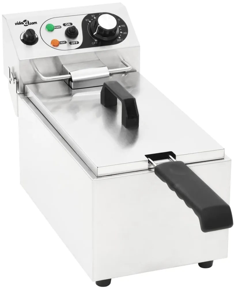 vidaXL Fritadeira elétrica em aço inoxidável 6 L 2000 W