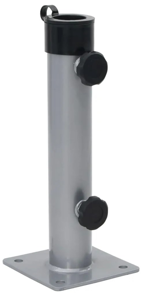 Base de guarda-sol para poste de Ø38/48 mm aço prateado