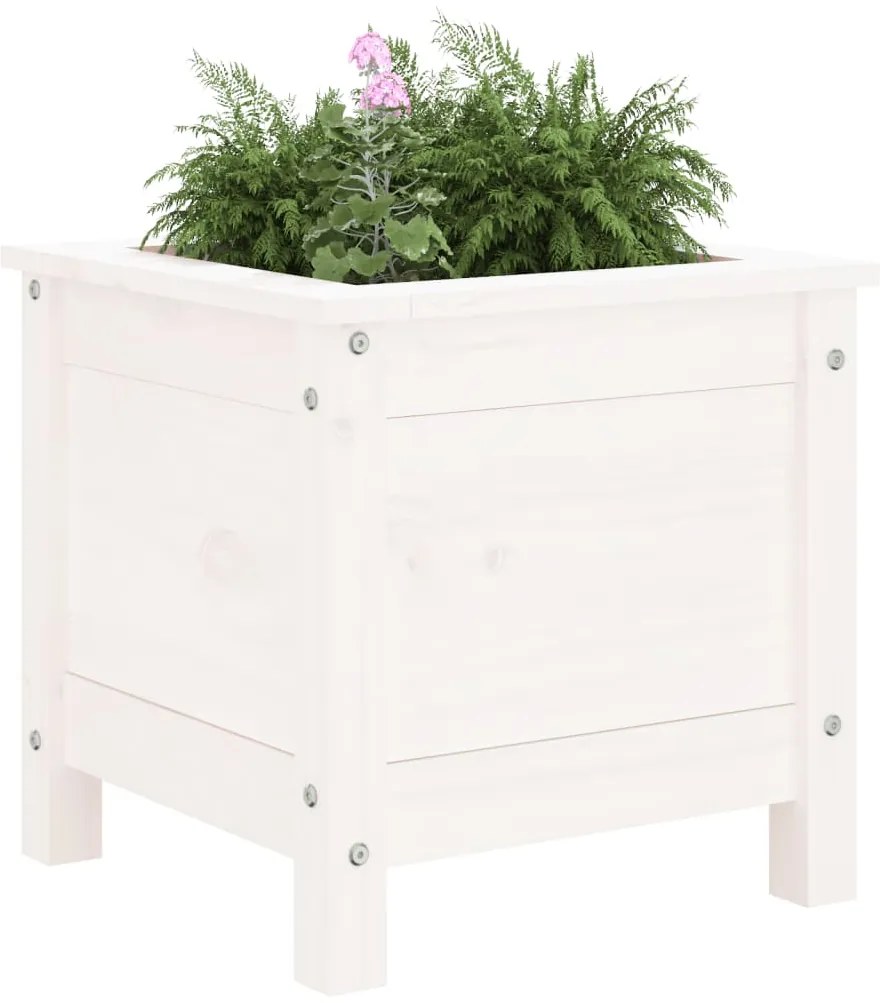 Vaso/floreira de jardim 40x40x39 cm pinho maciço branco