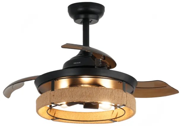 Ventoinha de teto EnergySilen Aero 3600 Invi Natural Desig de design com motor DC, com potência de 25 W e lâmpada integrada, com 3 pás retrateis