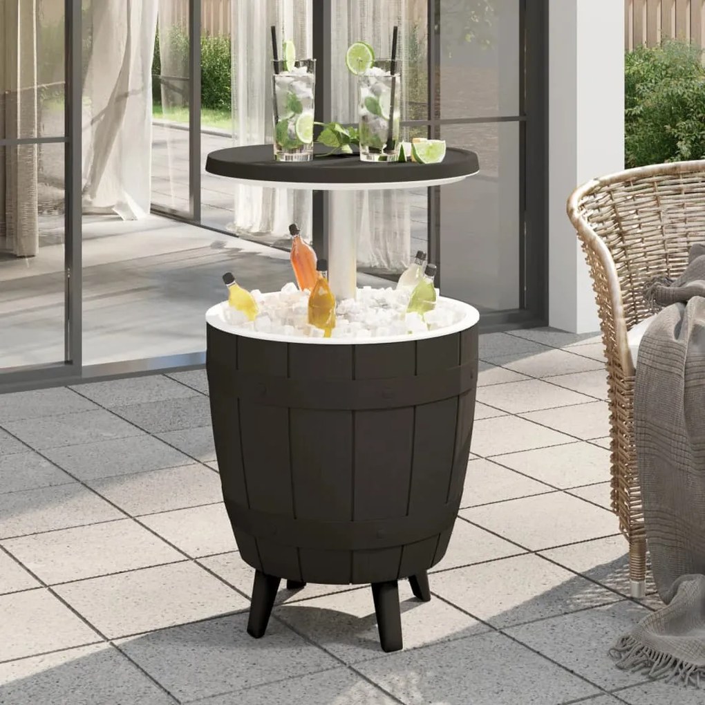vidaXL Mesa refrigeradora 3 em 1 polipropileno preto