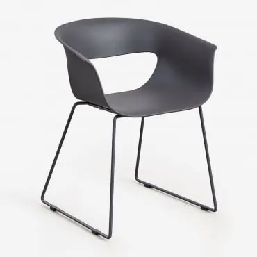 Pack De 2 Cadeiras De Jardim Em Aço E Polipropileno Alanys Cinza Grafito - Sklum