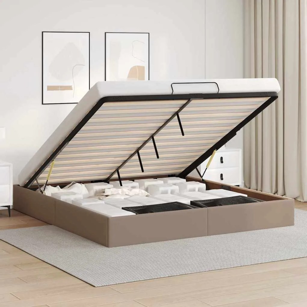 vidaXL Estrutura de cama otomana sem colchão cappucino 160x200 cm