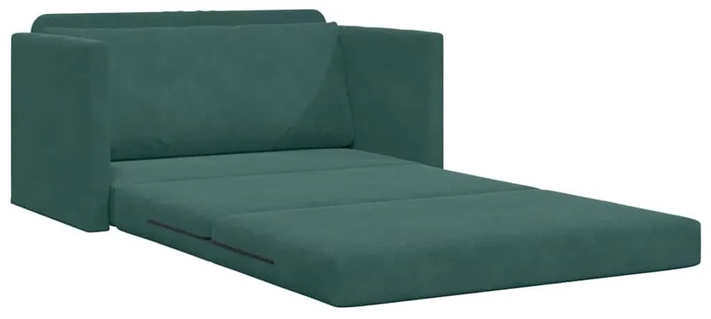 Sofá Cama de Piso 2 em 1 Verde Escuro 124x204x61 cm Veludo