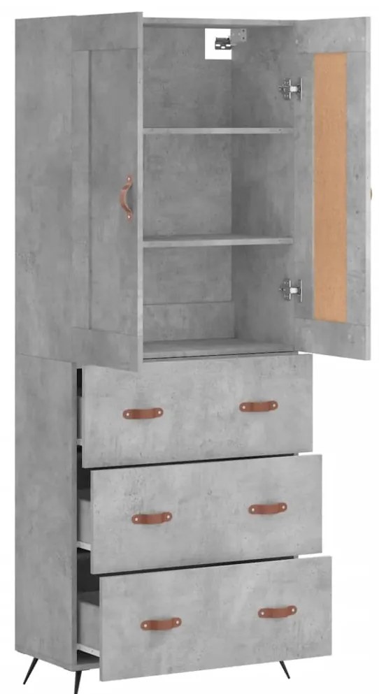 Armário alto 69,5x34x180 cm derivados de madeira cinza cimento