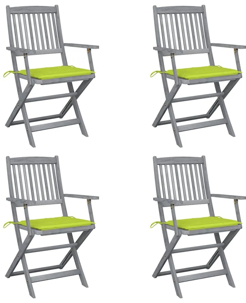 Cadeiras exterior dobráveis c/ almofadões 4 pcs acácia maciça