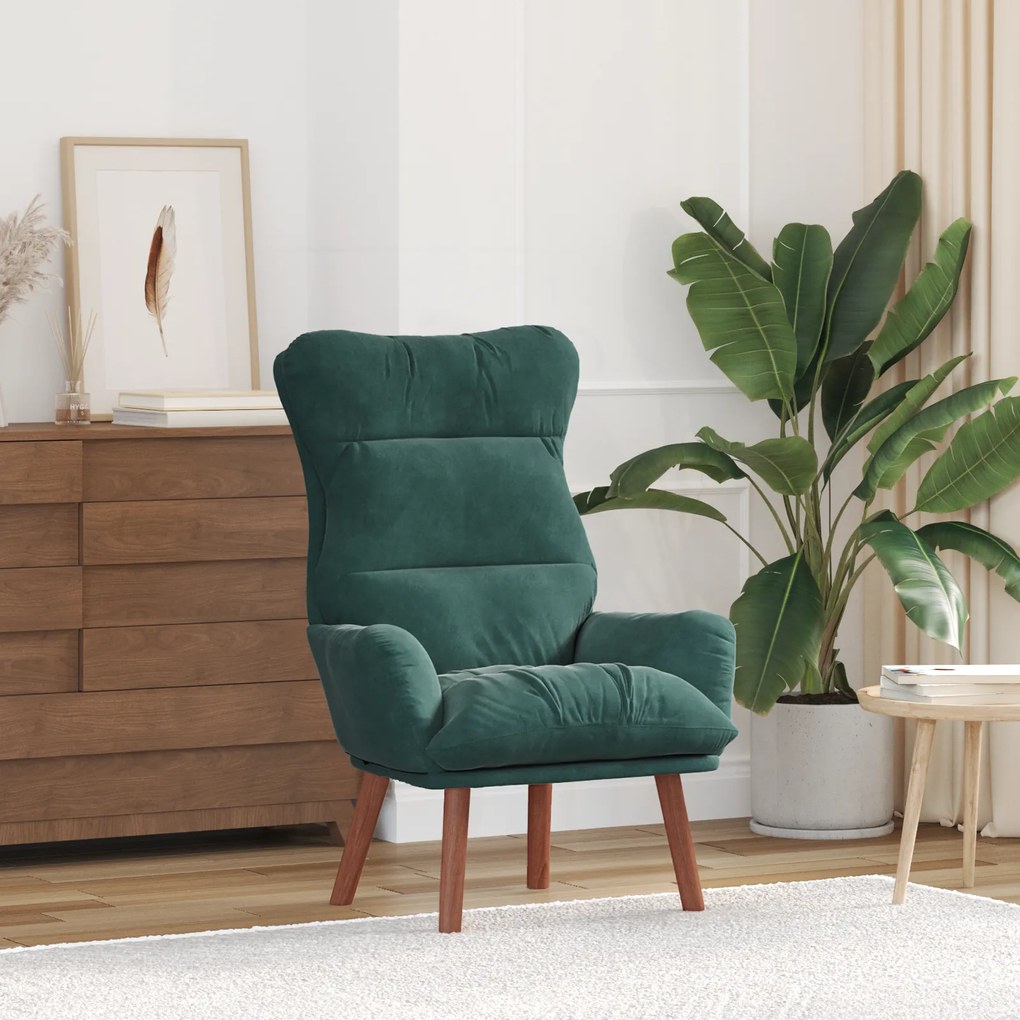 vidaXL Poltrona Relaxante Veludo Verde Escuro