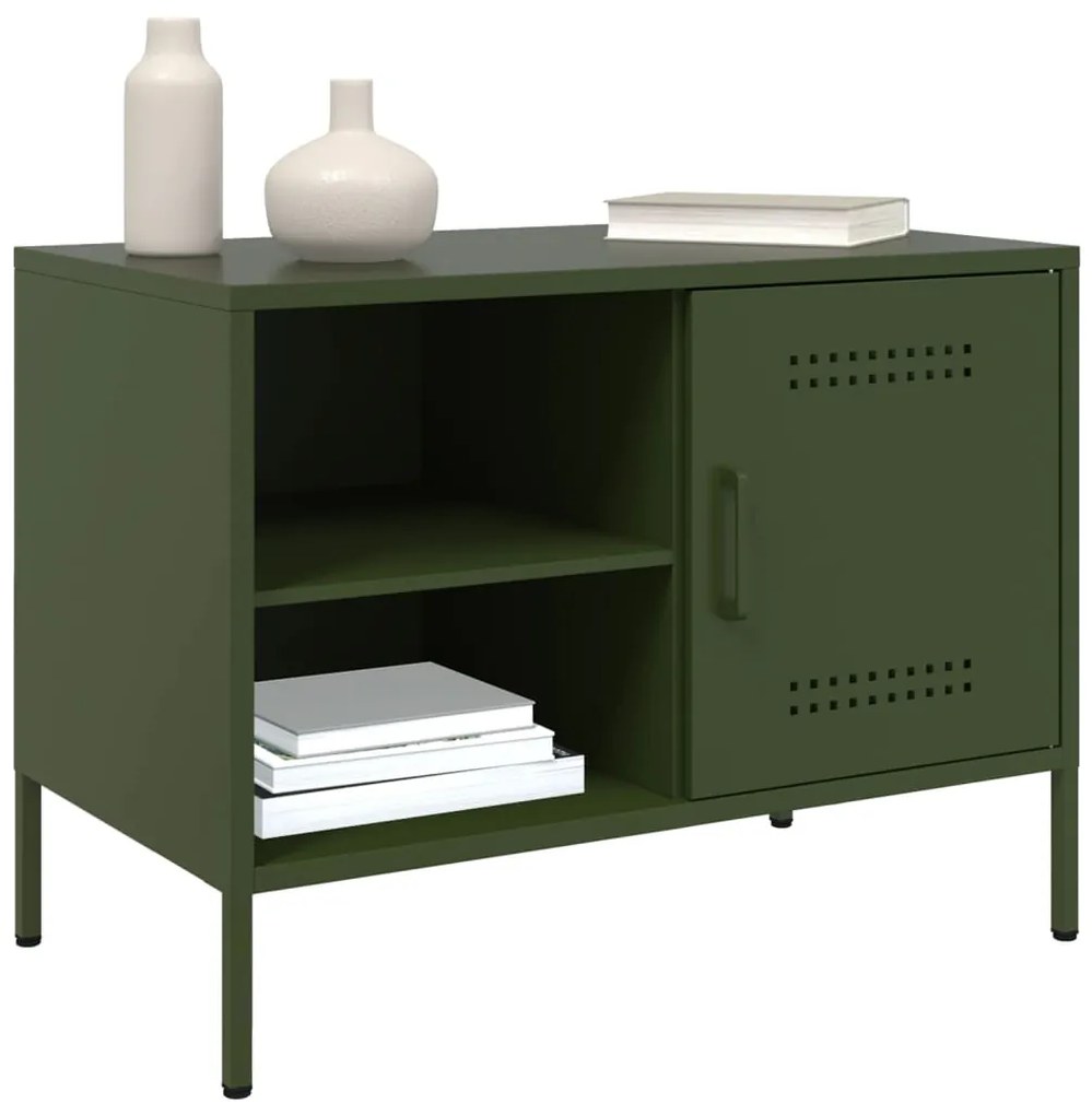 Móveis de TV 2 pcs 68x39x50,5 cm aço verde-azeitona