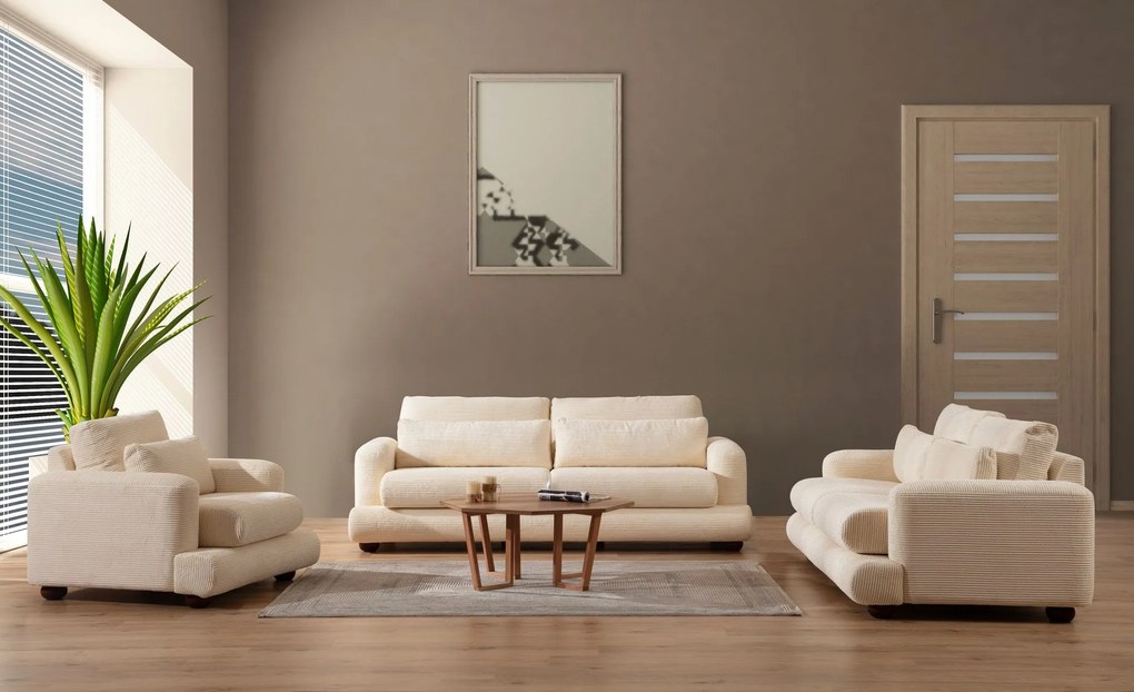Sofá de 3 Lugares River – Bege – 230 cm x 105 cm x 90 cm