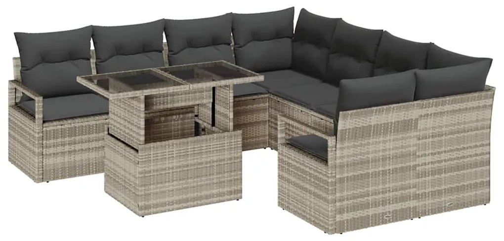 Conjunto de Sofá de Jardim vidaXL com Almofadas Cinza Claro Rattan PE