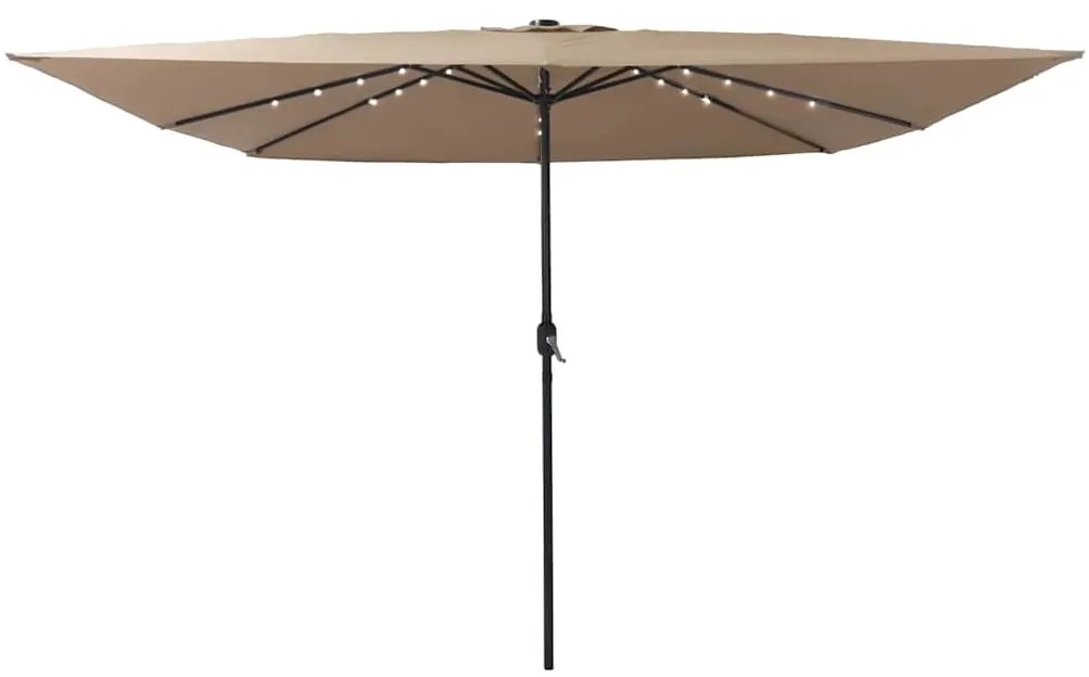 Guarda-sol Quadrado com Luzes LED 295x245 cm Taupe