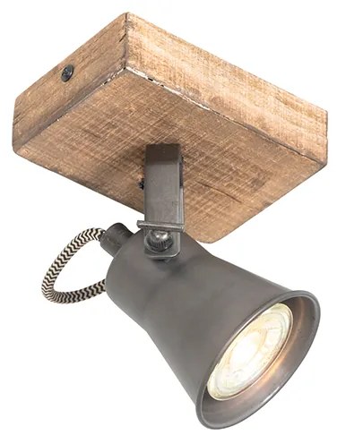 Projetores rústico preto com madeira ajustável - Jelle