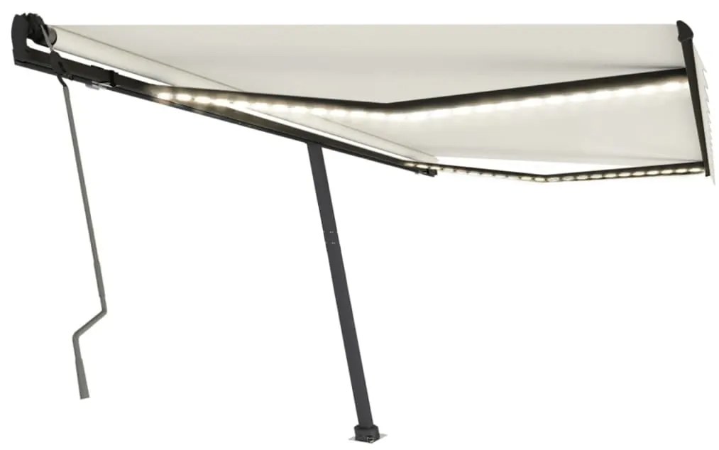 Toldo retrátil manual com LED 400x350 cm cor creme