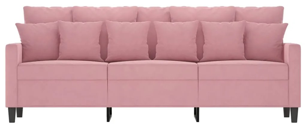 Sofá de 3 lugares 180 cm veludo rosa