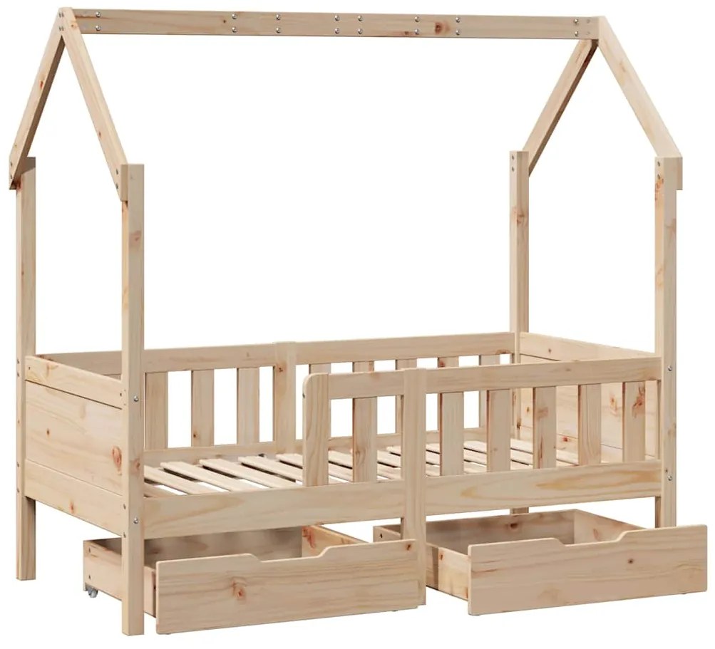 Estrutura de cama infantil c/ gavetas 70x140 cm pinho maciço