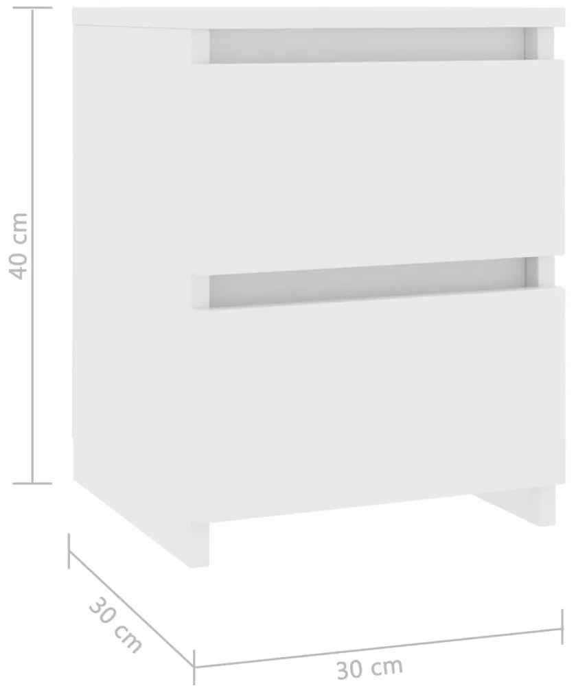 Mesas de cabeceira 2 pcs 30x30x40 cm contraplacado branco