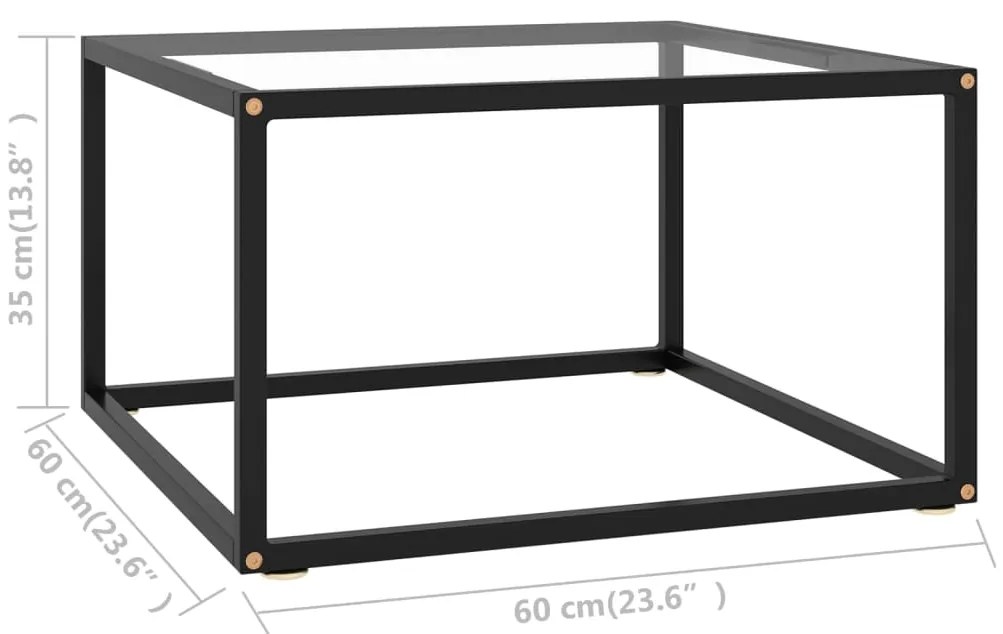 Mesa de centro 60x60x35 cm vidro temperado preto