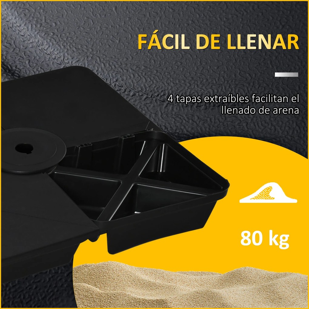 Base para Chapéu de Sol com 4 Peças Recarregáveis de Areia 80kg 4 Peça