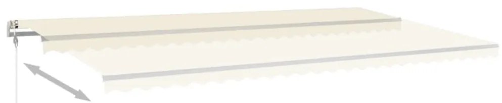 Toldo retrátil manual com LED 6x3,5 m cor creme