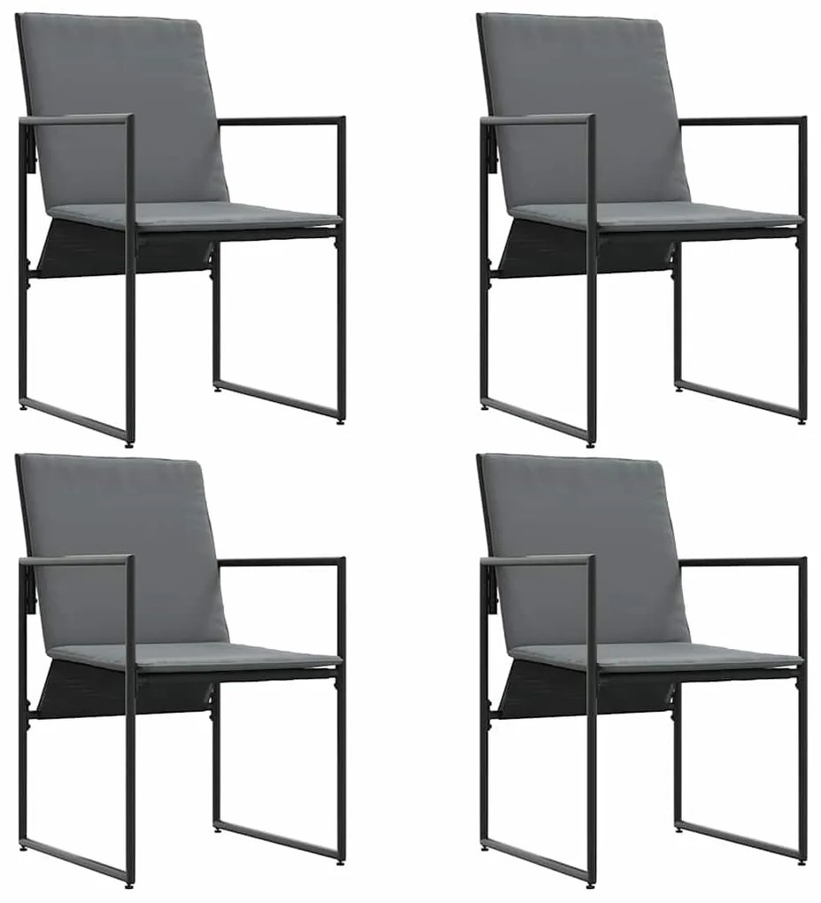 Cadeiras de Jardim com Almofadas 4 pcs Preto Textilene