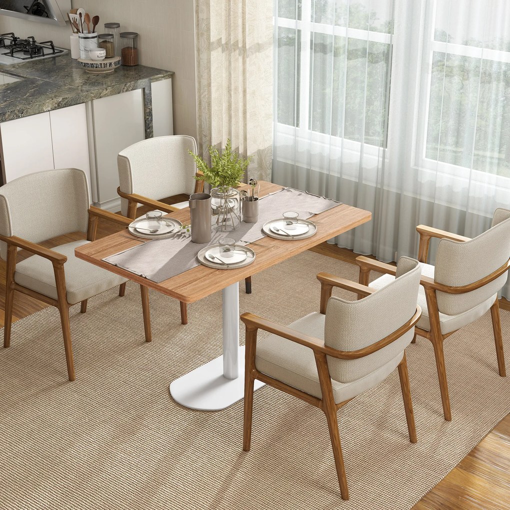 Mesa de jantar retangular para 6 pessoas, 120 x 70 x 75 cm (CADEIRAS NÃO INCLUIDAS), mesa de cozinha com base e tampo espesso em cor carvalho e  branc