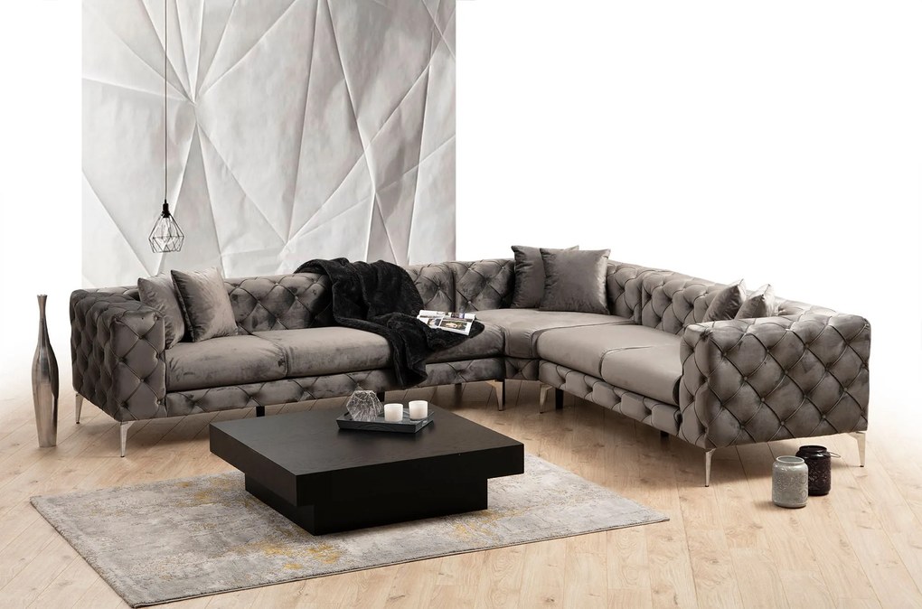 Sofá de Canto Como – Antracite – 310 cm x 70 cm x 270 cm