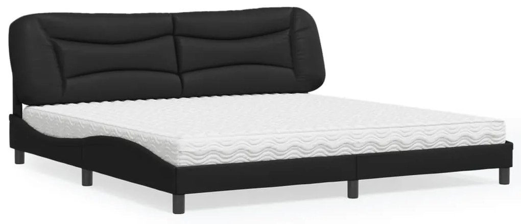 vidaXL Cama com colchão 200x200 cm couro artificial preto