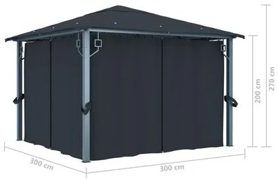 Pérgola 3x3 com Cortina e Rede Mosquiteira - Várias Cores