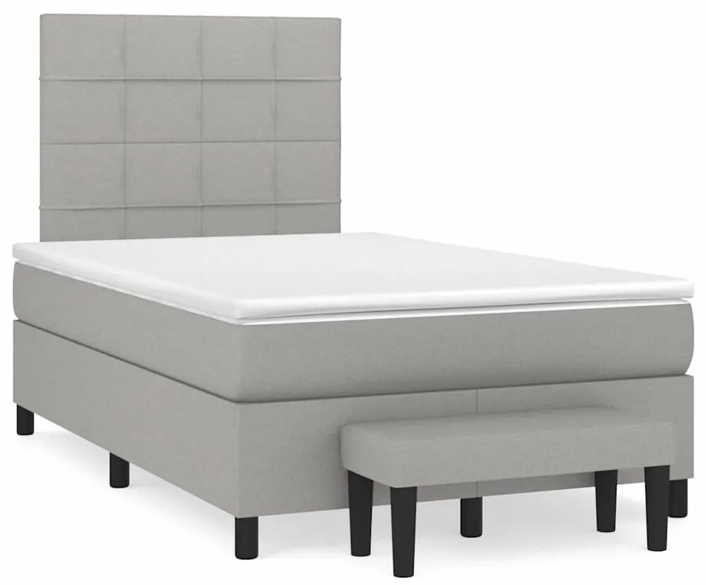 Cama boxspring com colchão 120x190 cm tecido cinzento-claro
