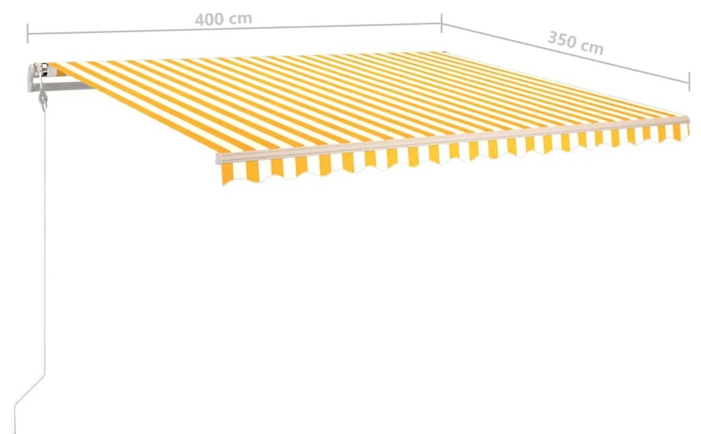 Toldo retrátil manual com luzes LED 4x3,5 m amarelo e branco