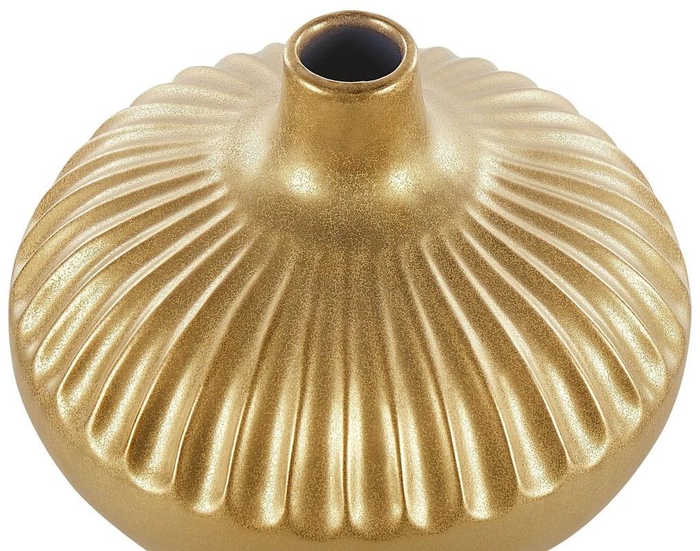 Vaso de cerâmica grés dourada 20 cm CERCEI Beliani