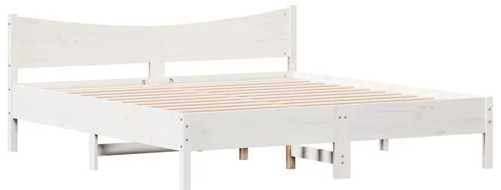 Cama sem colchão 200x200 cm madeira de pinho maciça branco