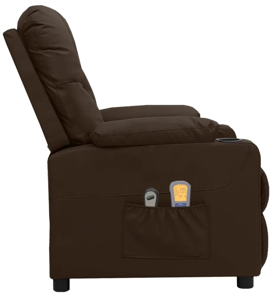Poltrona de massagens elétrica couro artificial castanho