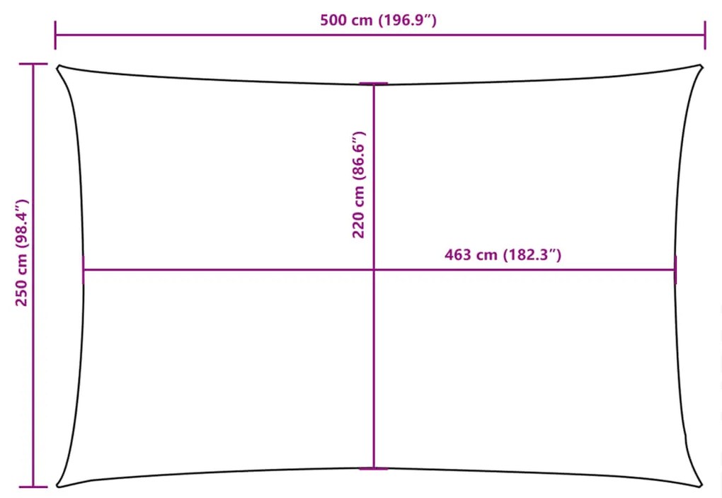 Para-sol estilo vela tecido oxford retangular 2,5x5 m creme