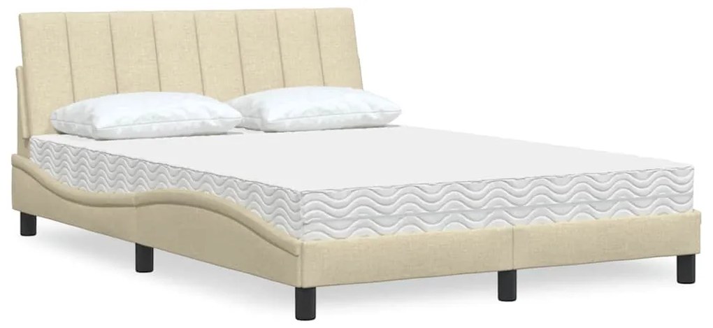 vidaXL Cama com colchão 120x200 cm tecido cor creme