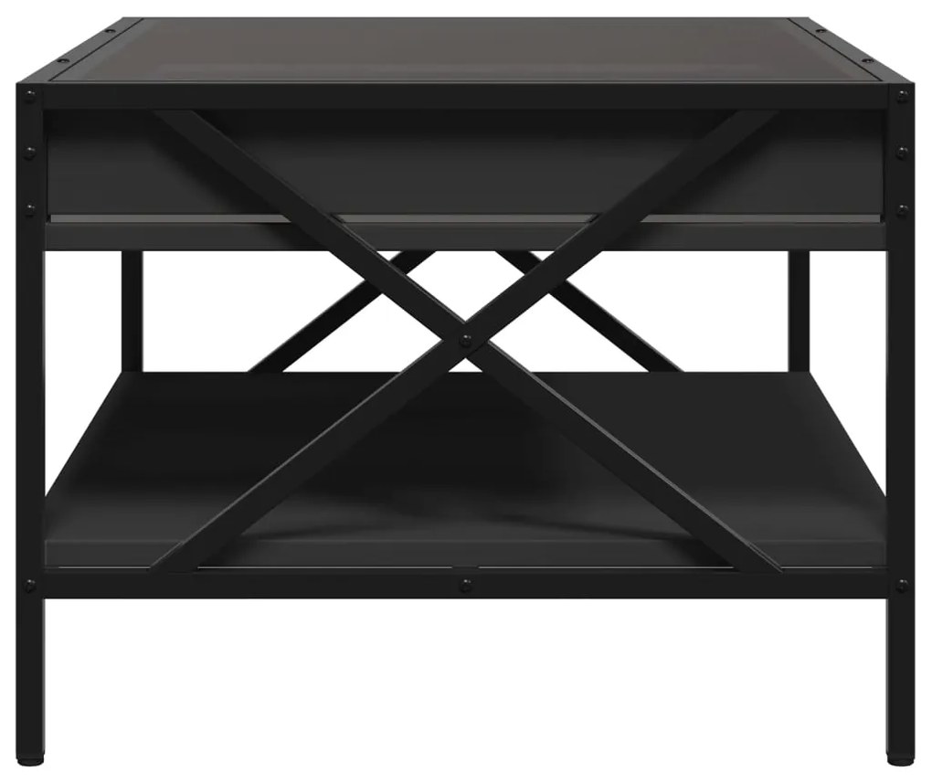Mesa de centro luzes LED Infinity 70x50x38 cm preto
