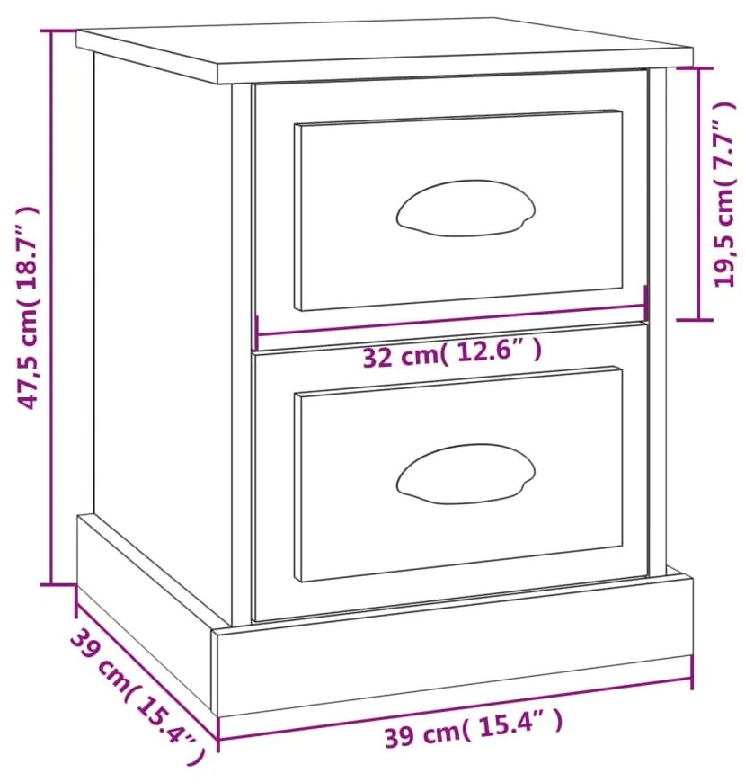 Mesas cabeceira 2pcs derivados madeira cinza cimento