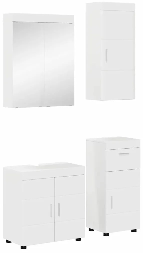 vidaXL Conjunto de Móveis para Banheiro TULUM Branco Brilhante